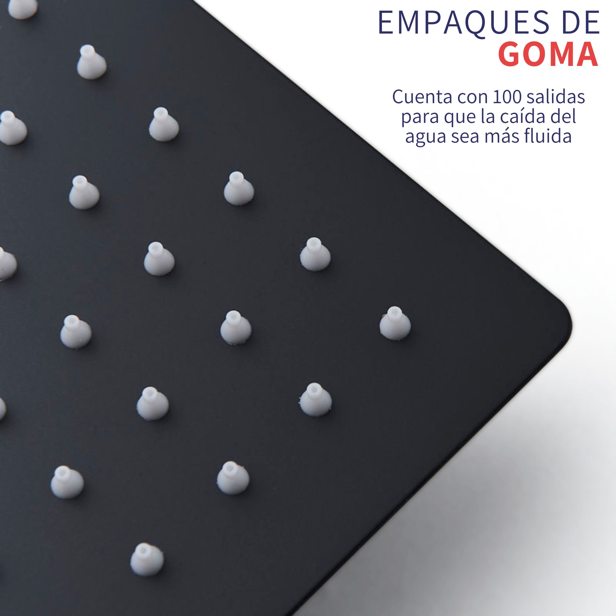 Kit Regadera Negra Cuadrada Tipo Lluvia Monomando Y Teléfono