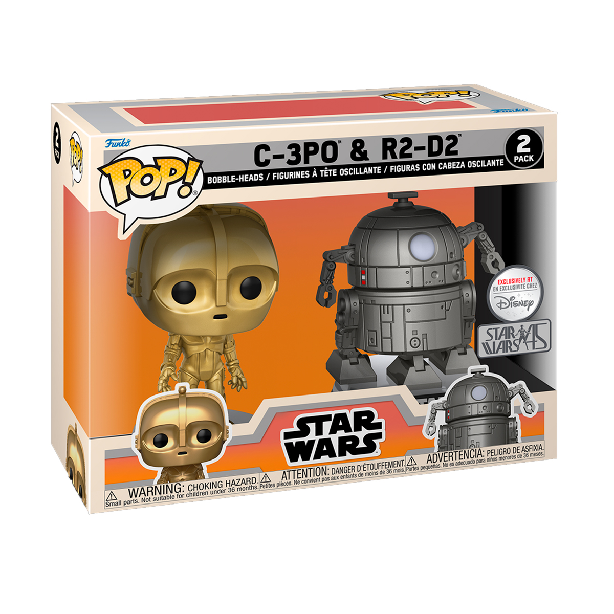 Funko Pop C3PO Y R2D2 Paquete 2 Piezas Star Wars 45 Aniversario Figura Original