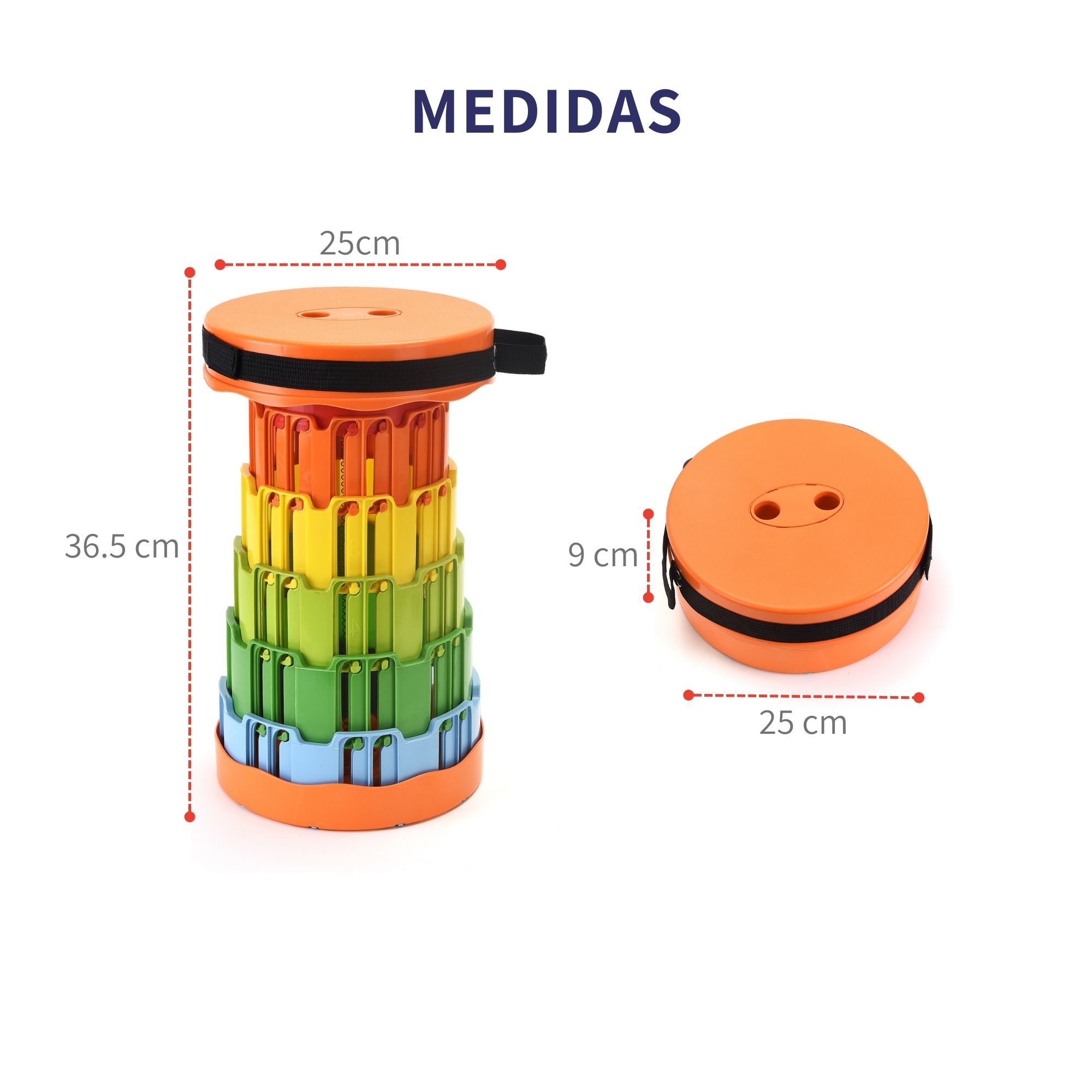 Banco Taburete Telescópico Retráctil Plegable Con Correa