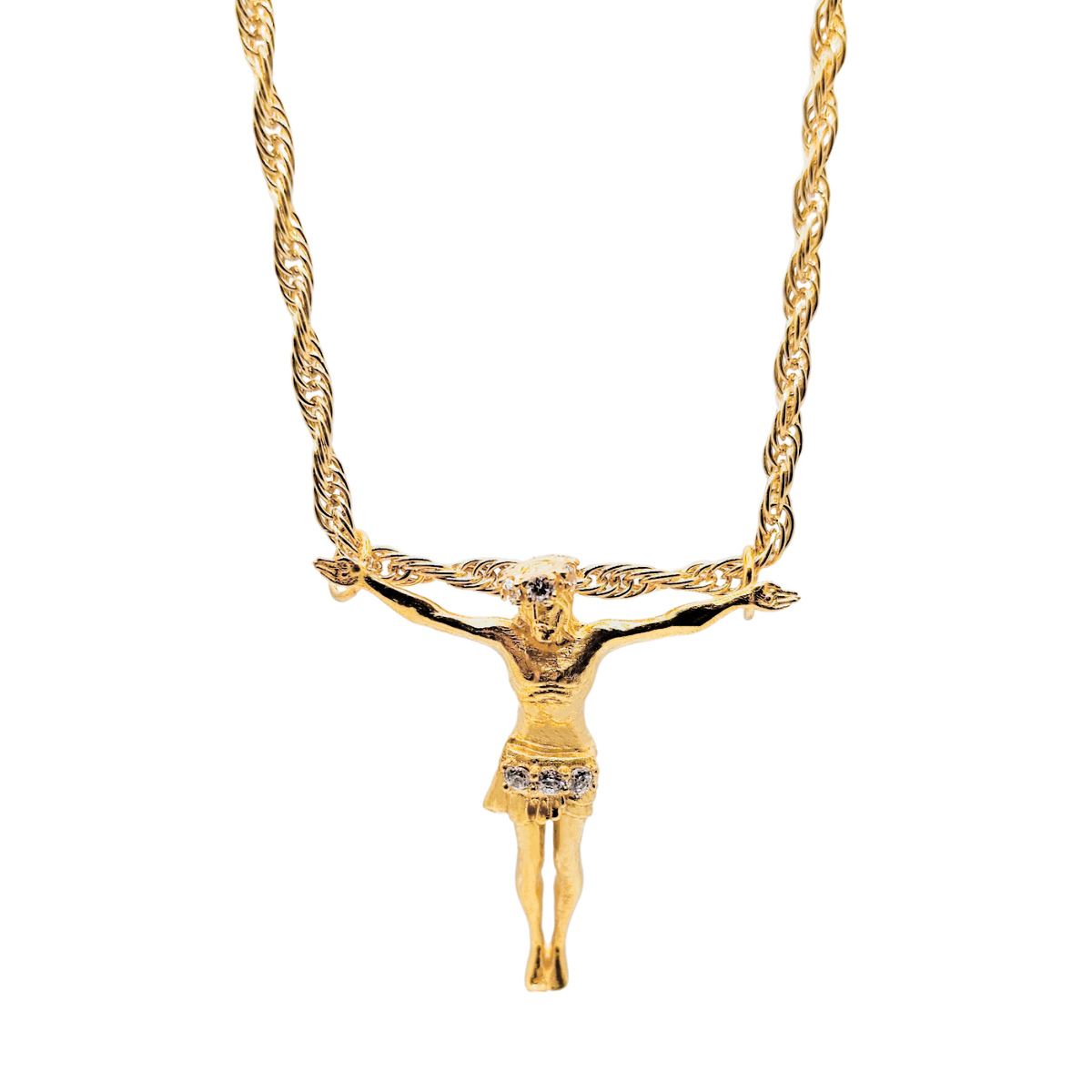 Cadena y dije cristo en plata .925 Hombre con chapa de oro 14k. Incluye certificado