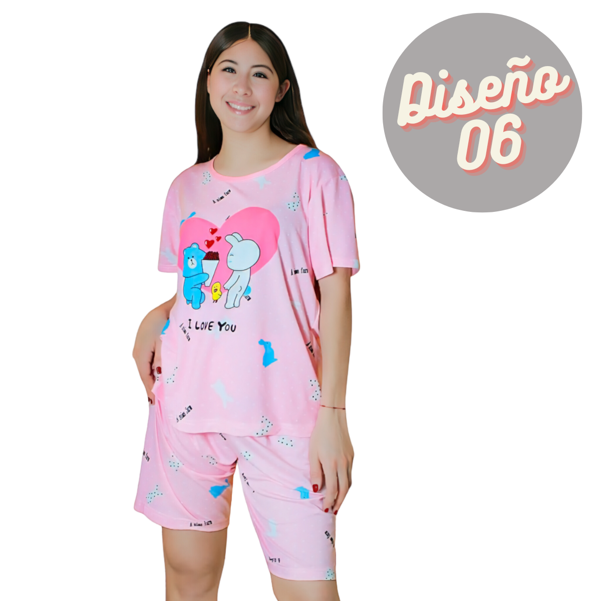 Pijama de Bata Para Dormir Dama Camisón y Short Mujer set de dos piezas