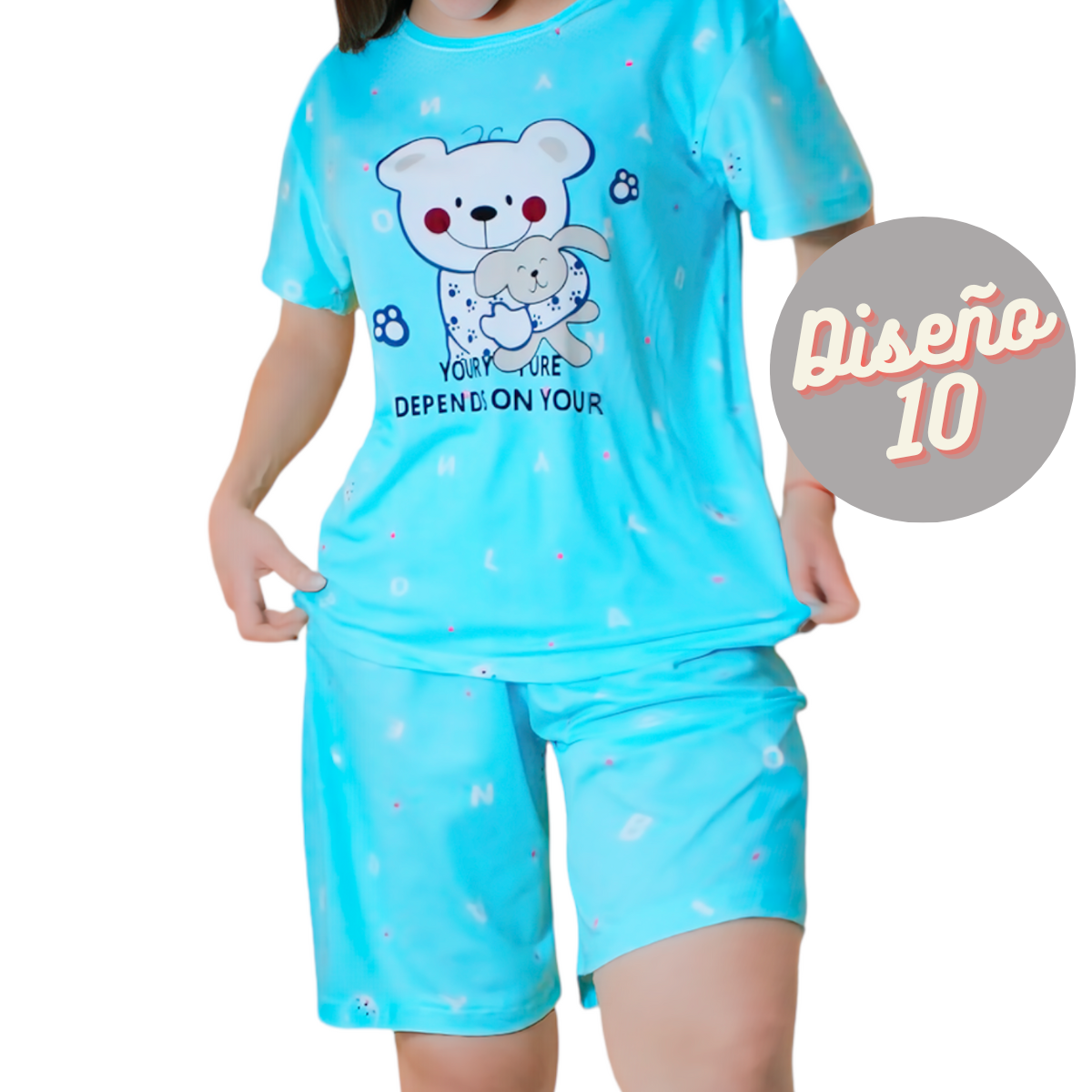 Pijama de Bata Para Dormir Dama Camisón y Short Mujer set de dos piezas