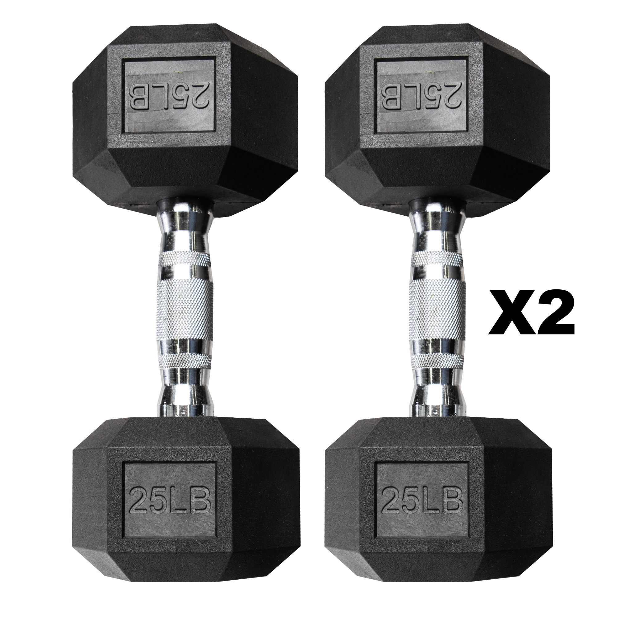 Mancuernas Hexagonal Par 25Lbs Pesas Para Ejercicio Caucho 