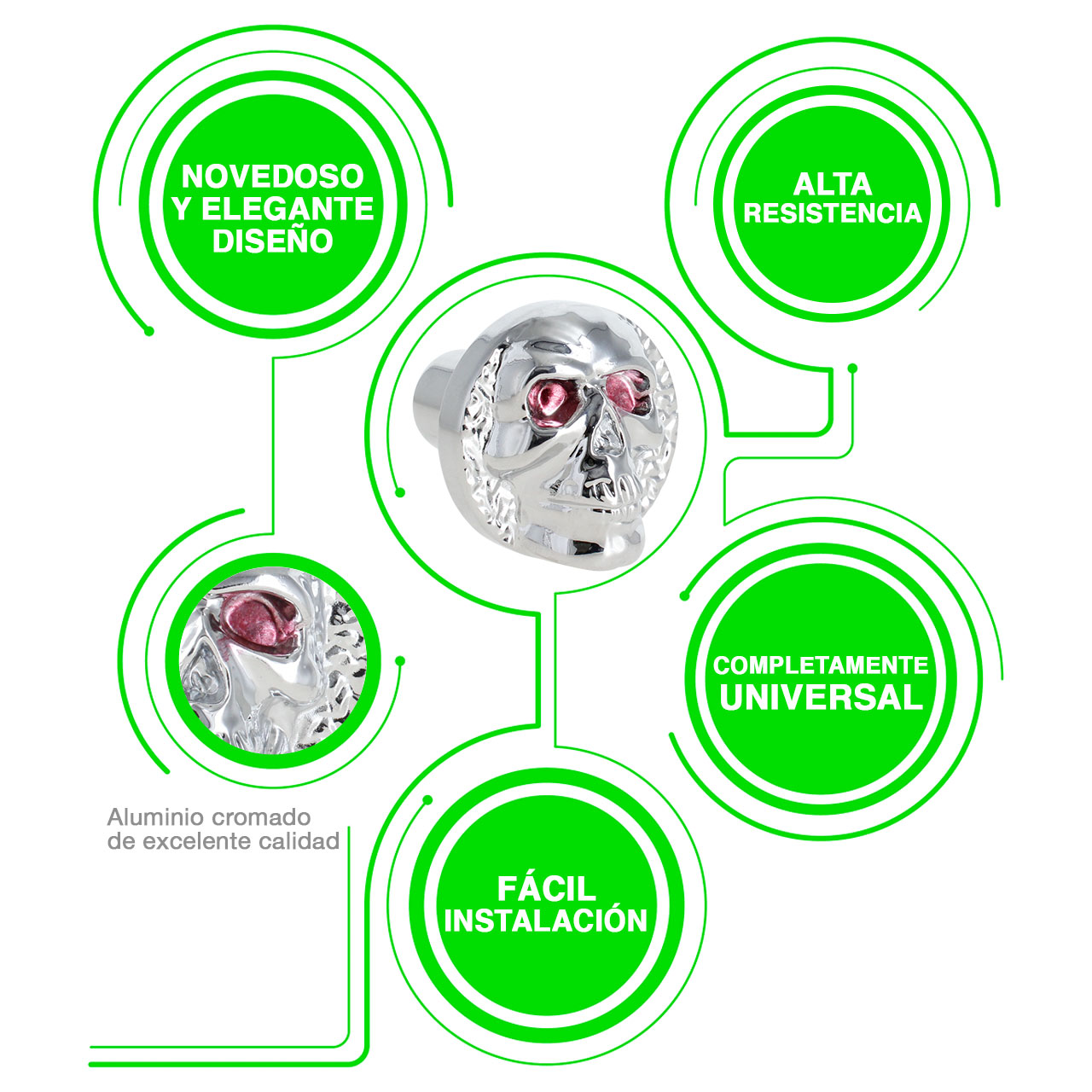 Perilla Para Valvula Estacionaria Cromada Calavera Camion