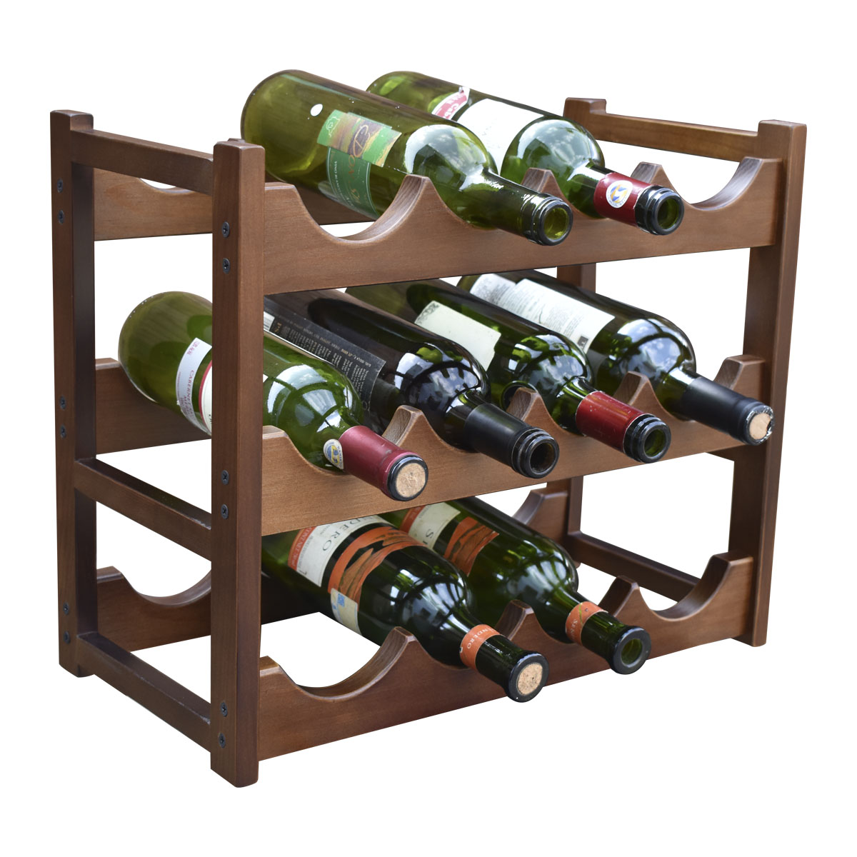 Cava de Madera Para 12 botellas color Nogal