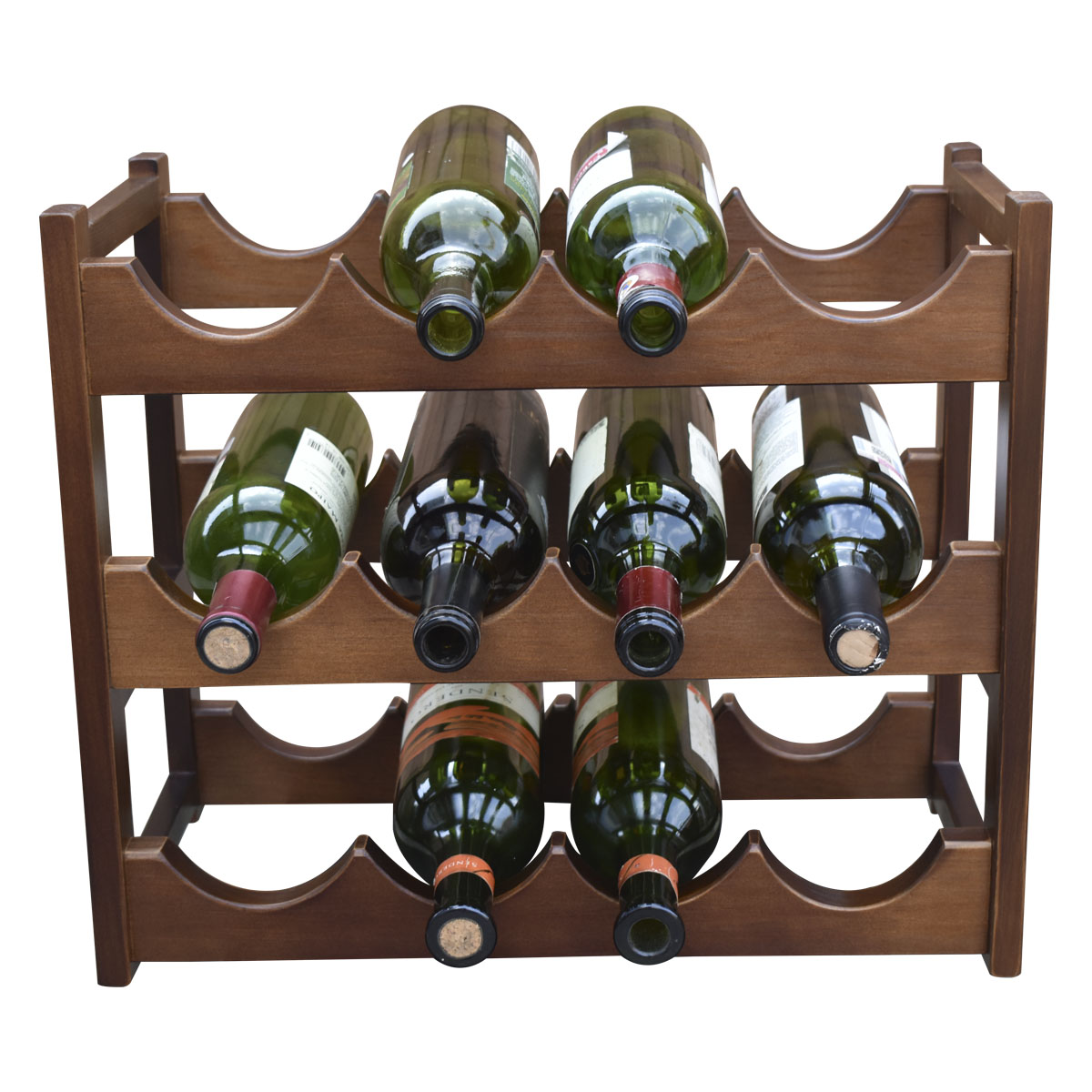 Cava de Madera Para 12 botellas color Nogal