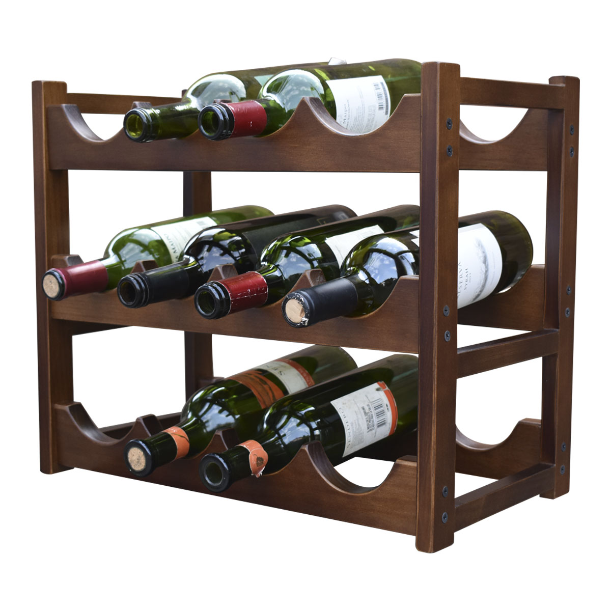 Cava de Madera Para 12 botellas color Nogal