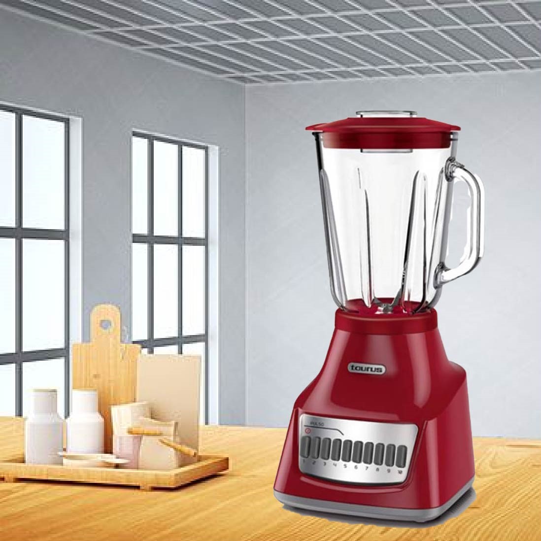 LICUADORA 10VEL 1.5LT VASO DE VIDRIO POTENZA ROUGE ROJA TAURUS