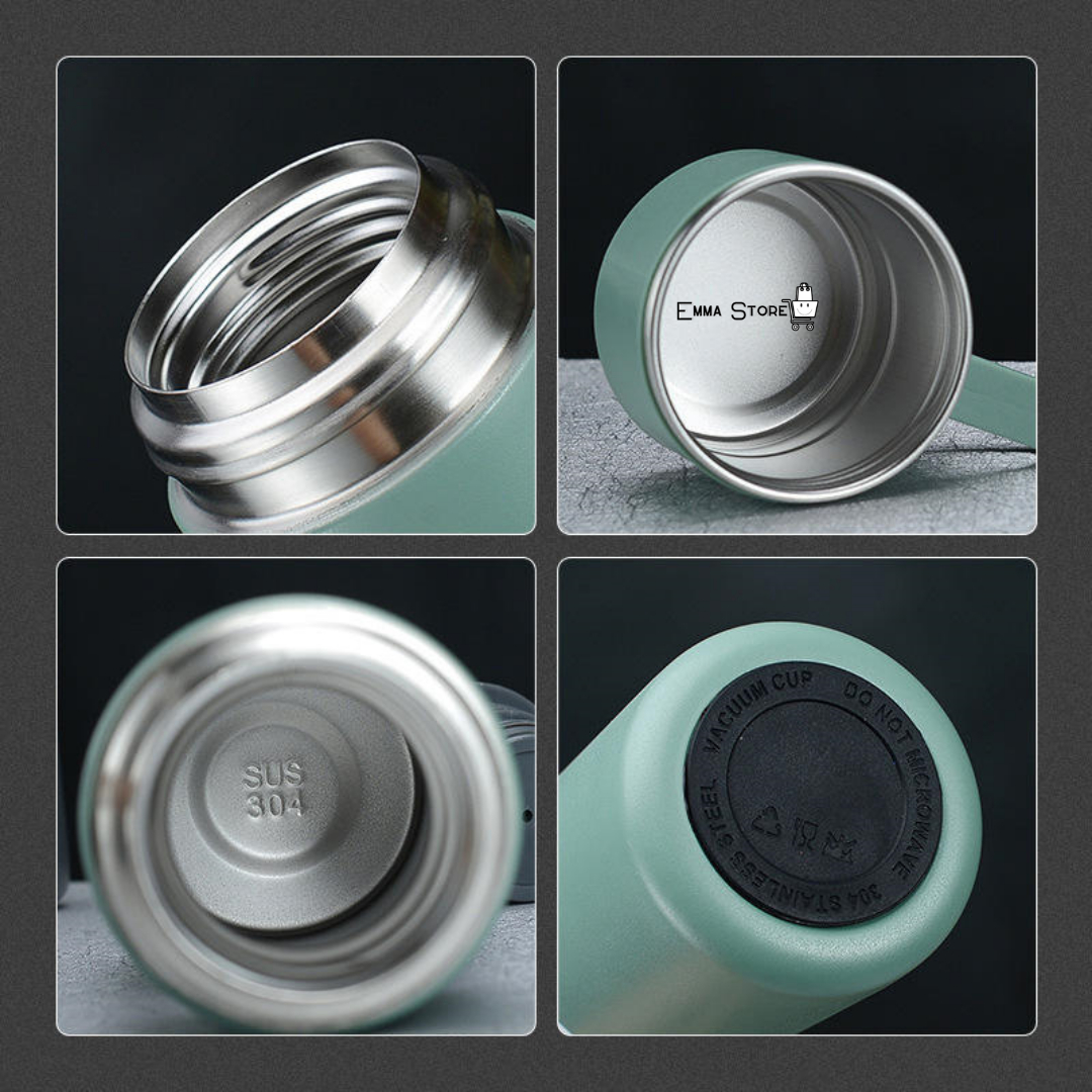 Termo con taza incluida para té y Café de Acero Inoxidable, botella con tapa incorporada a prueba de fugas de 500 ml con tazas, taza de café de viaje para bebidas frías y calientes