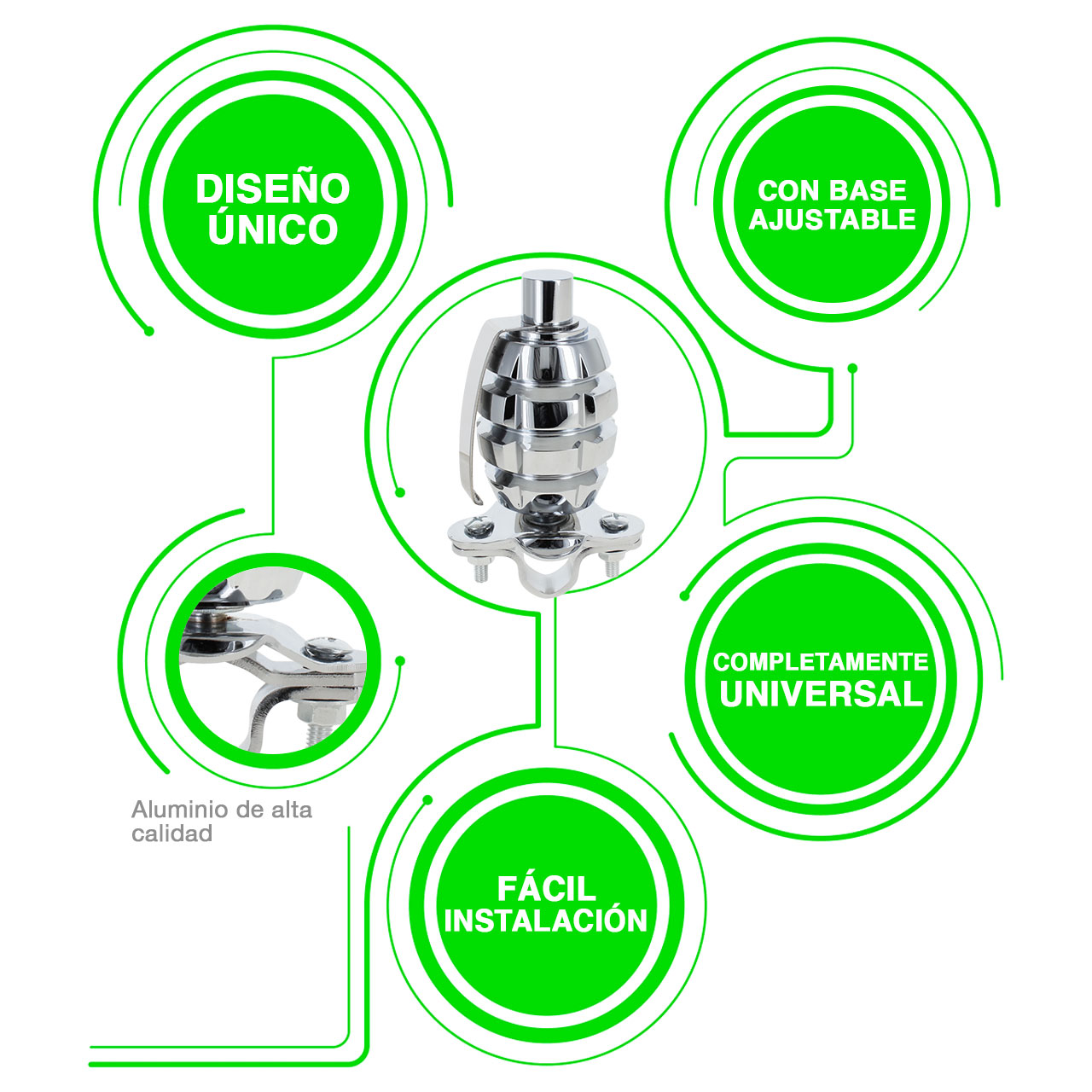 Perilla Para Volante Cromo Universal Camion Trailer Calidad