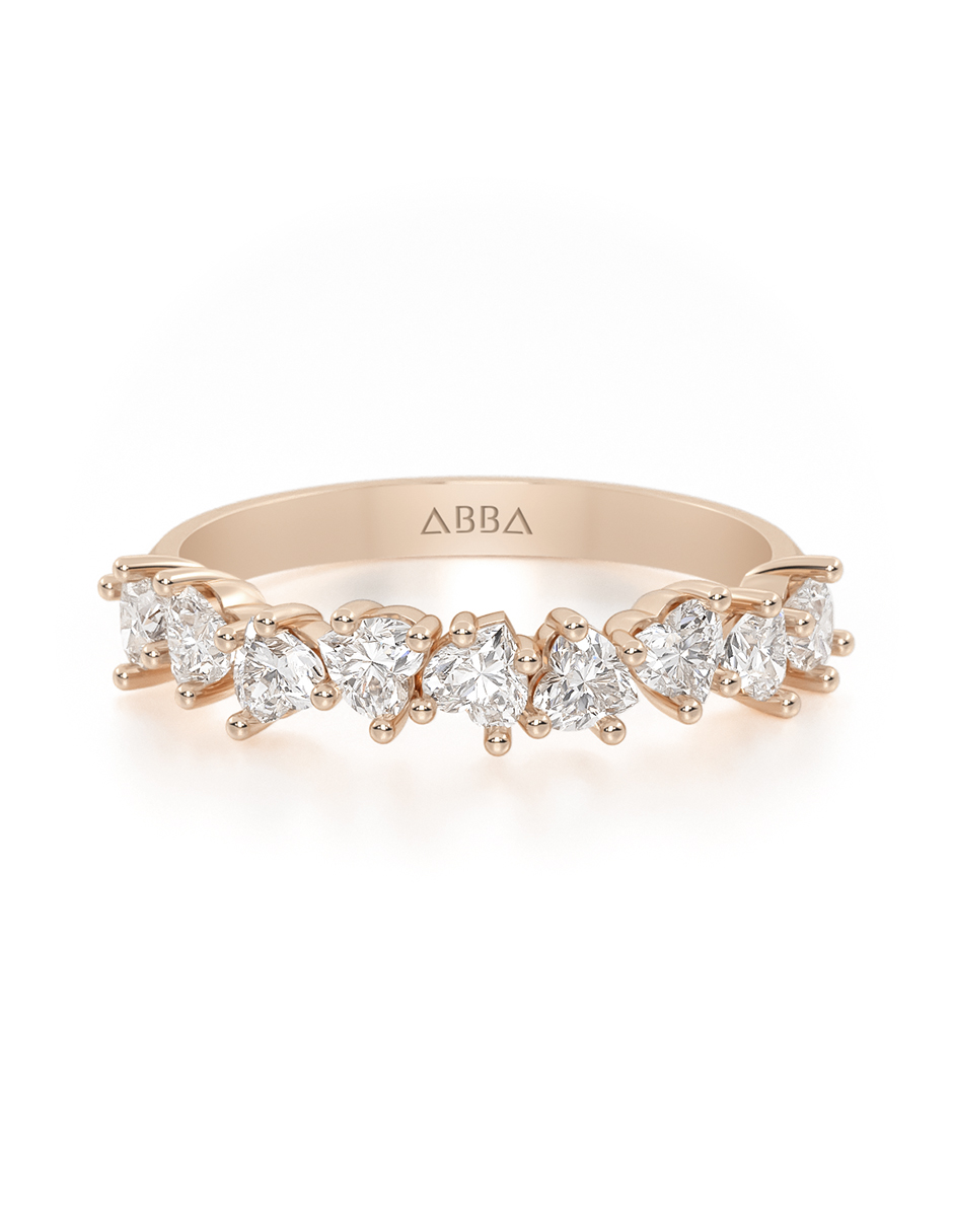 CHURUMBELA 10K ORO ROSA GEMAS CORAZONES BLANCOS ABBA JOYAS