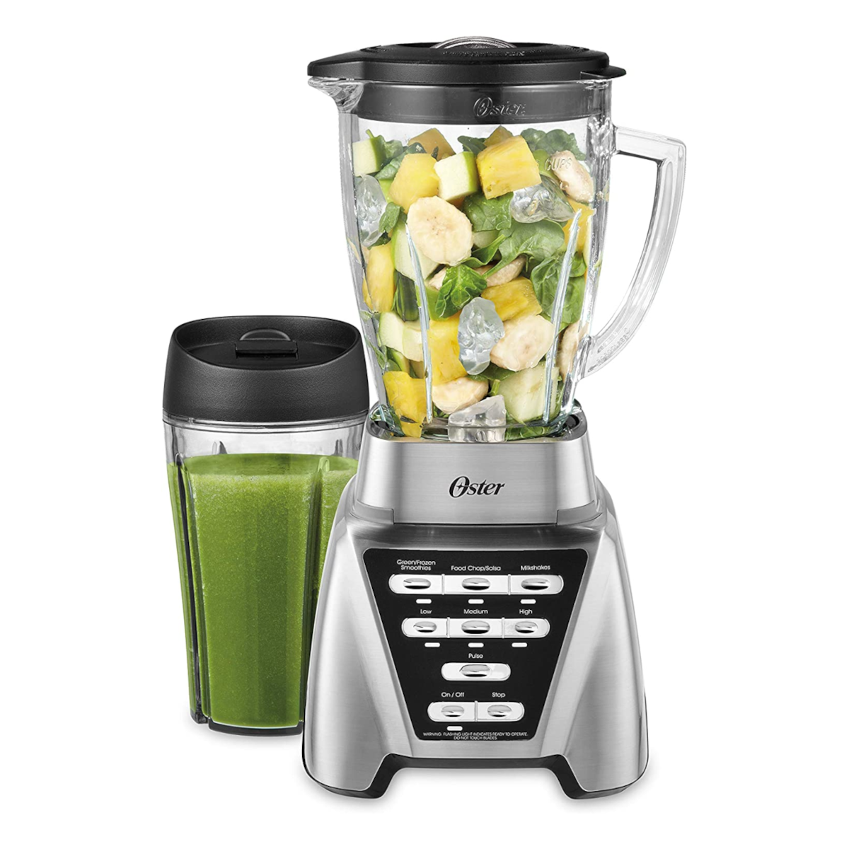  Licuadora Oster Pro 1200 con Tarro de Vidrio y Taza de Batido, Níquel Cepillado - Potencia y Versatilidad en un Diseño Elegante