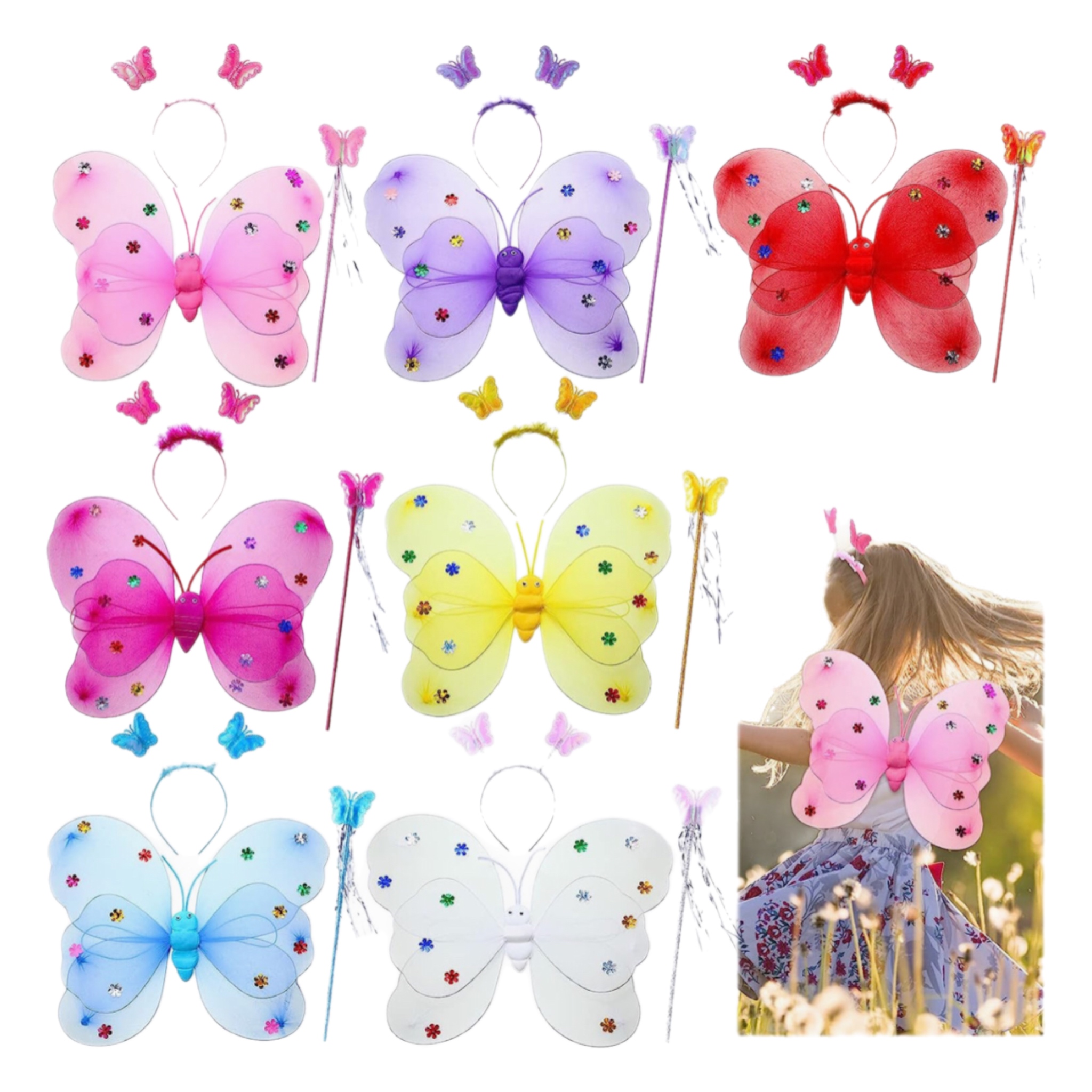 Disfraz Alas De Mariposa Niña Varios Colores Primavera