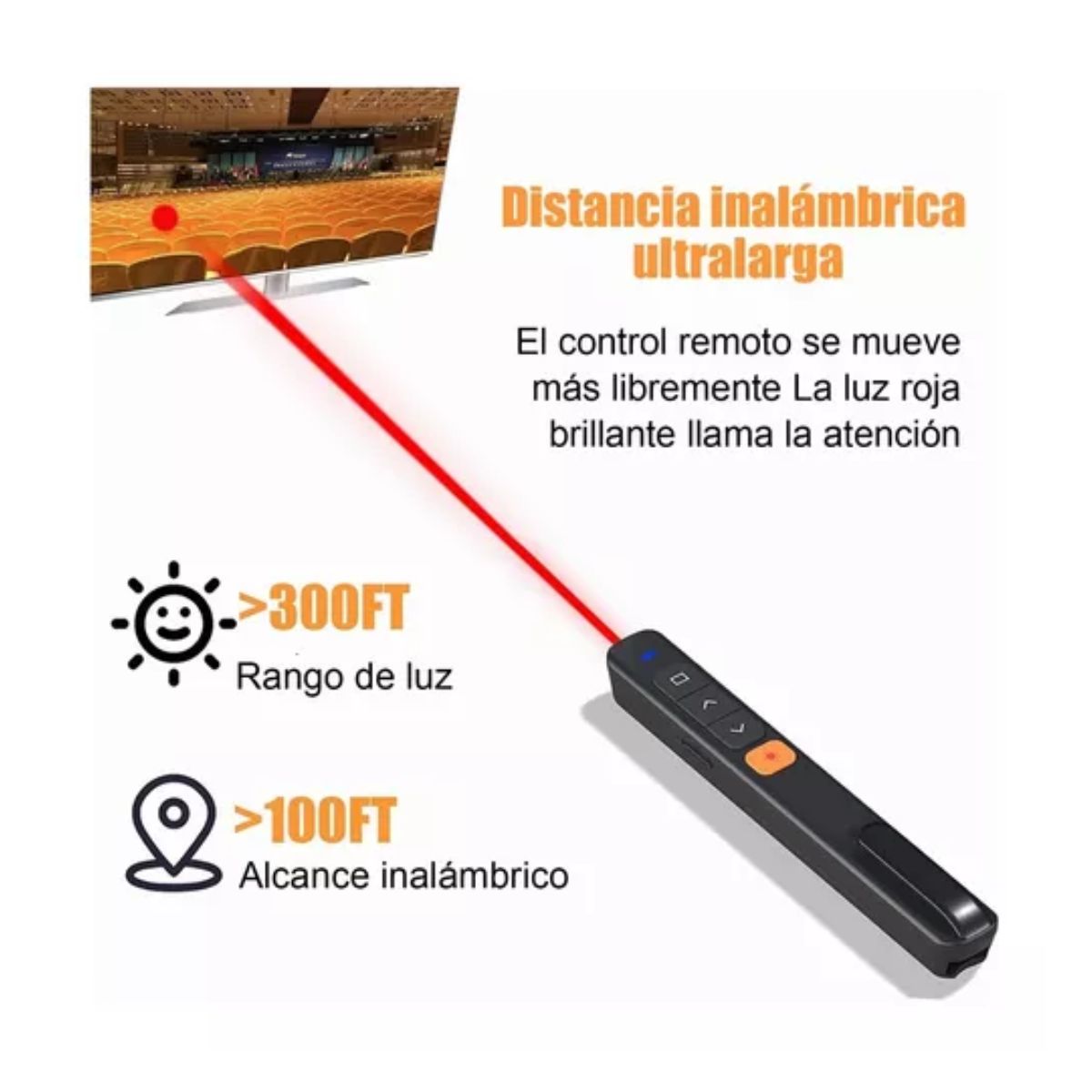 Control Usb Inalámbrico Puntero Láser Remoto De Presentación Negro