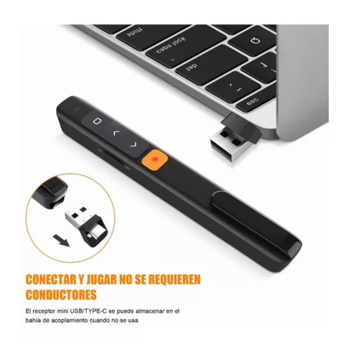 Puntero láser para presentaciones, clicker inalámbrico para presentaciones  con hipervínculo y control de volumen, para Mac, computadora, Lapto