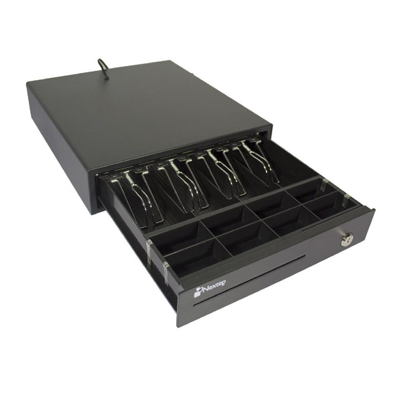 Cajon De Dinero Nextep 4 Billetes 8 Monedas NE-514 Negro Acero RJ11.