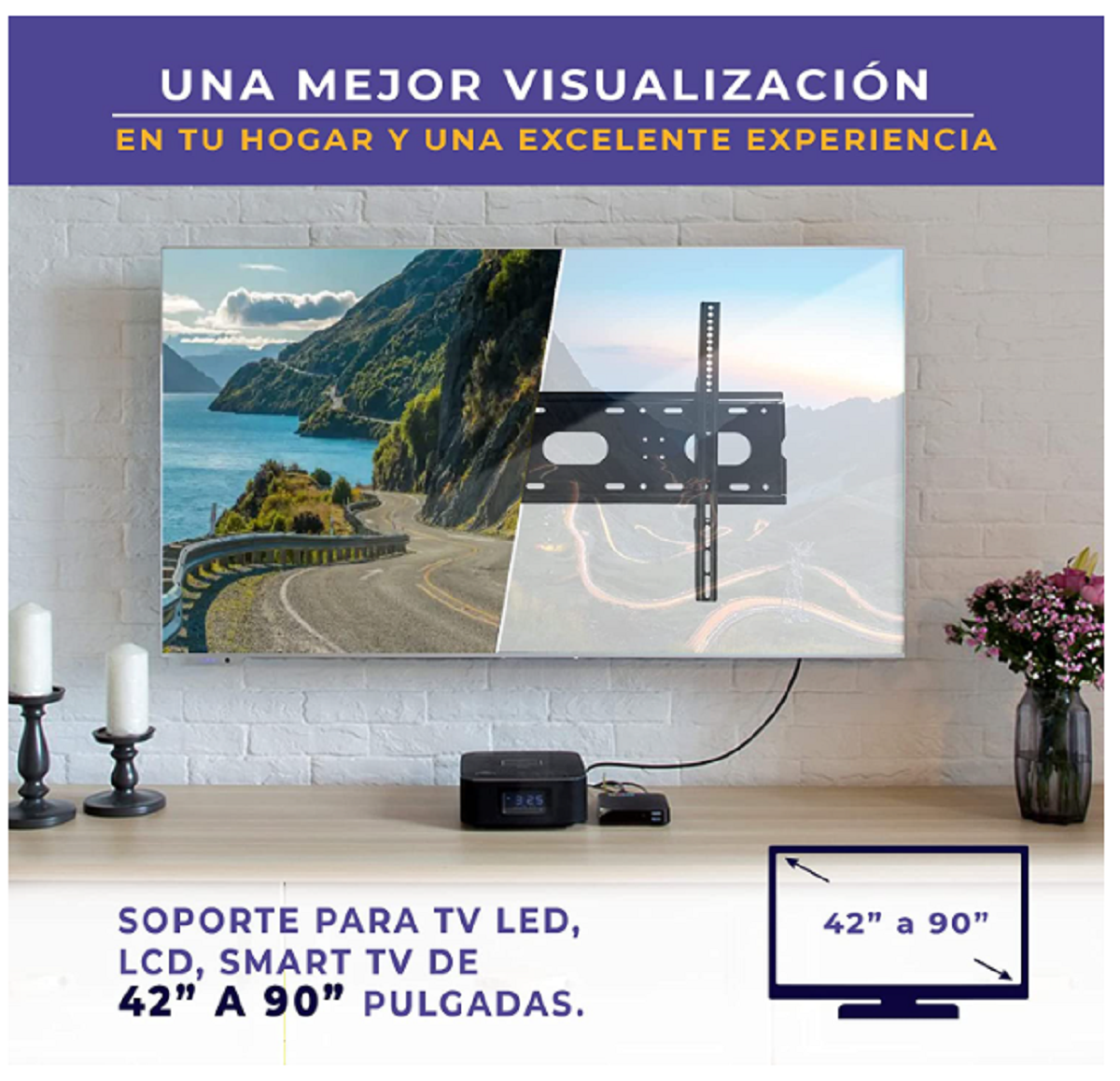 Soporte Base Metalica Fija Para Pantalla De 75 Pulgadas Reforzada Muy resistente