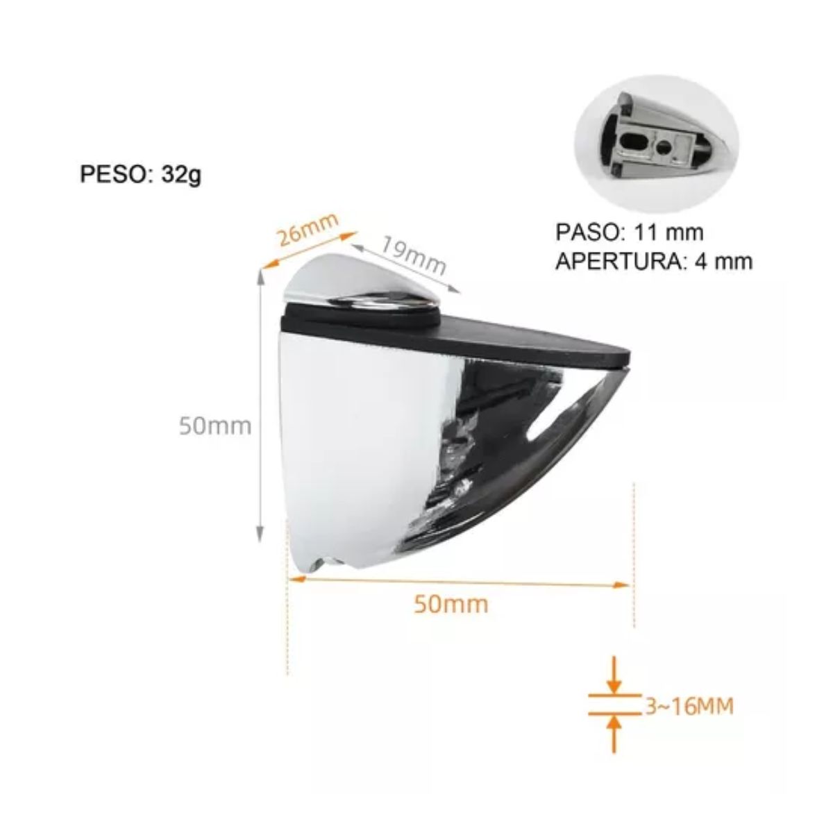 Pack 6 Pinzas Pelícanos Medianos Para Repisas Vidrio