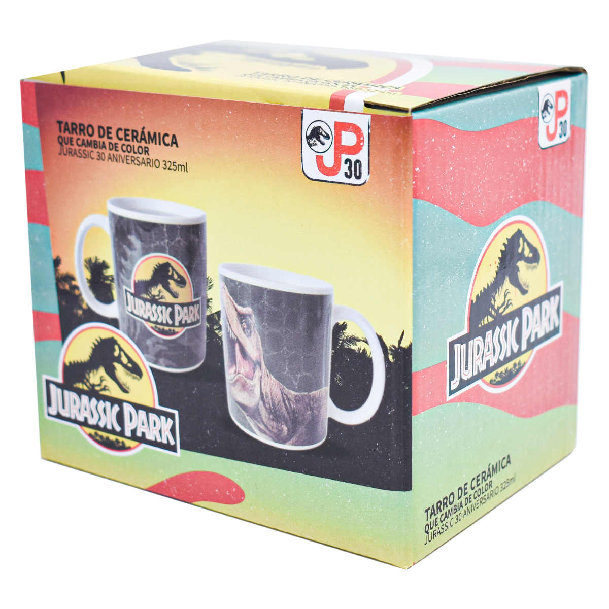 Fun Kids 1738-414 Taza Negra Mágica Cerámica Jurassic Park 30 Aniversario 325ml 