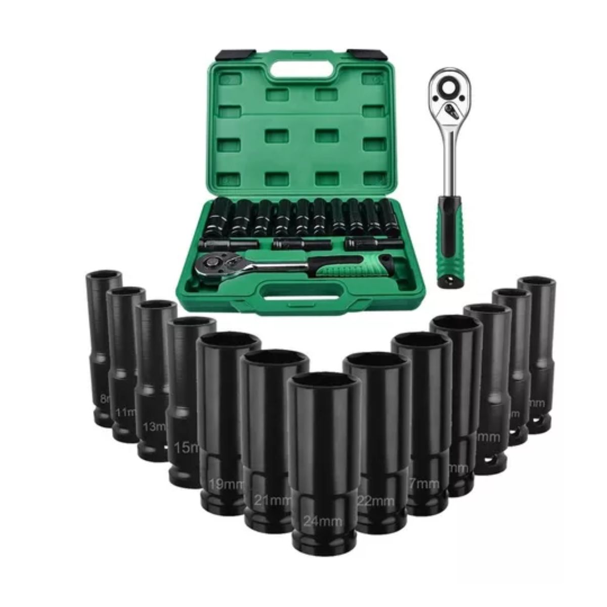 Kit De Llaves Vaso 1/2 Mecanica C/llave Carraca 14pz