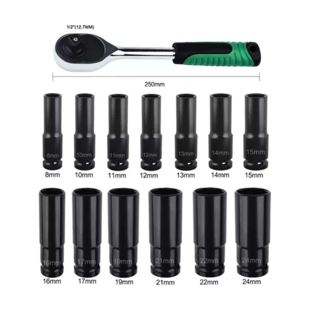 Kit De Llaves Vaso 1/2 Mecanica C/llave Carraca 14pz