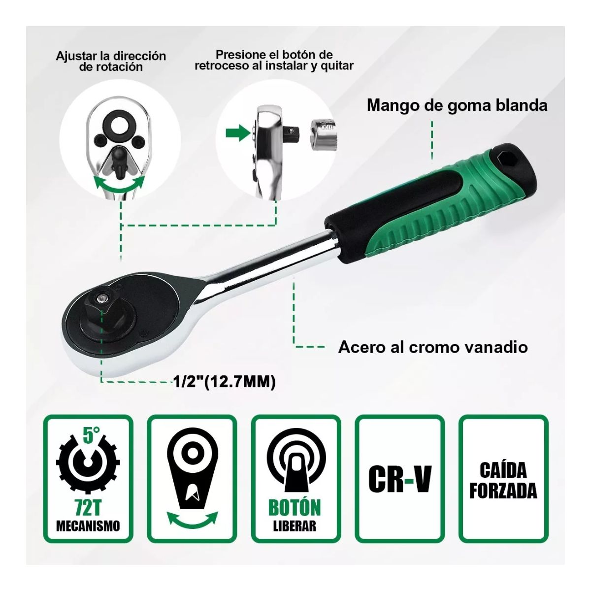 Kit De Llaves Vaso 1/2 Mecanica C/llave Carraca 14pz