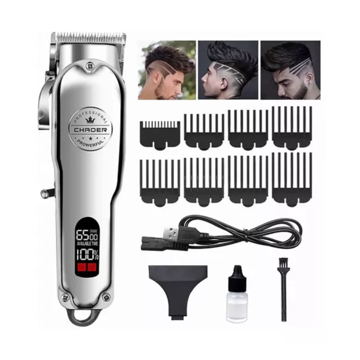 Maquina De Cortar Cabello Hombres Profesional Pantalla Led