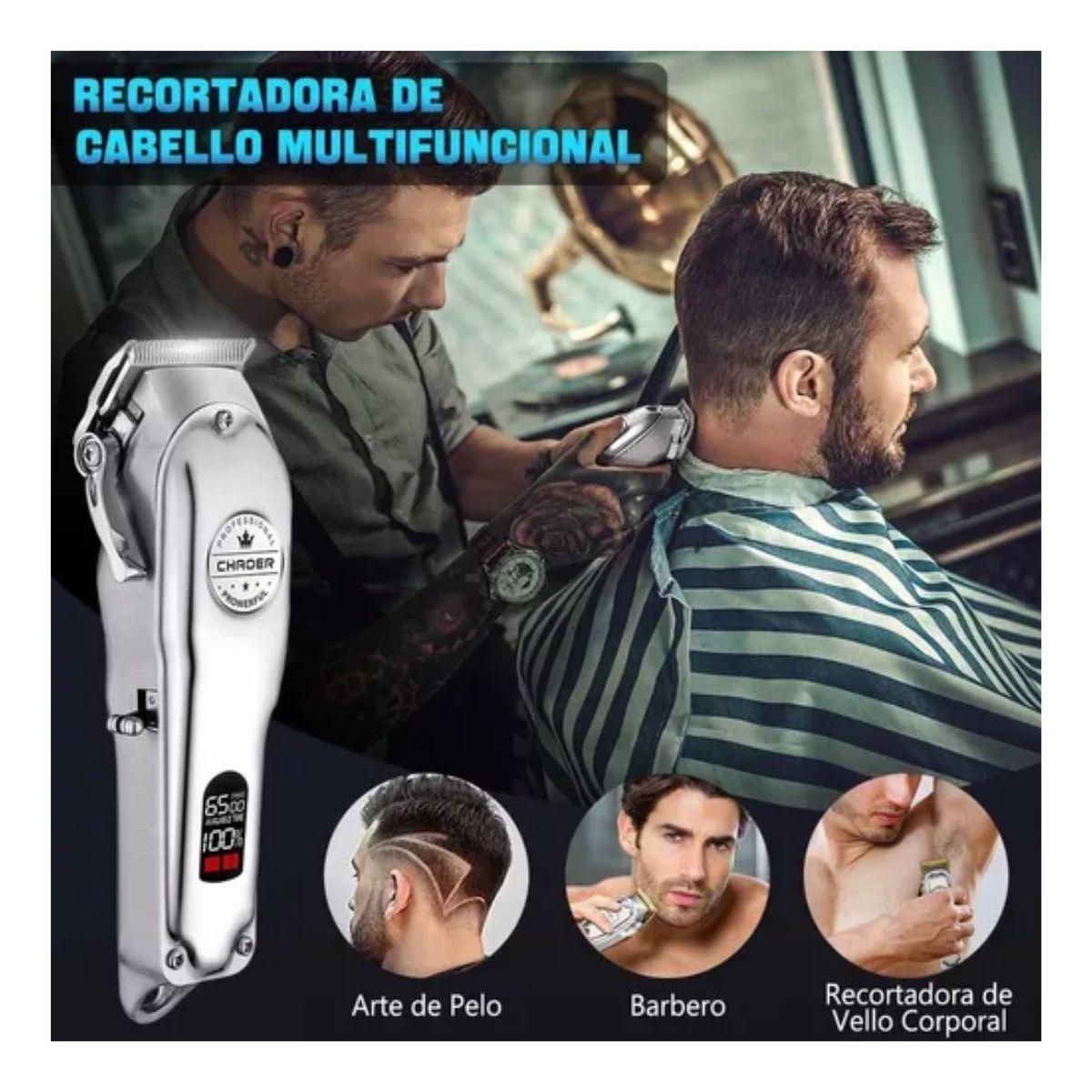 Maquina De Cortar Cabello Hombres Profesional Pantalla Led