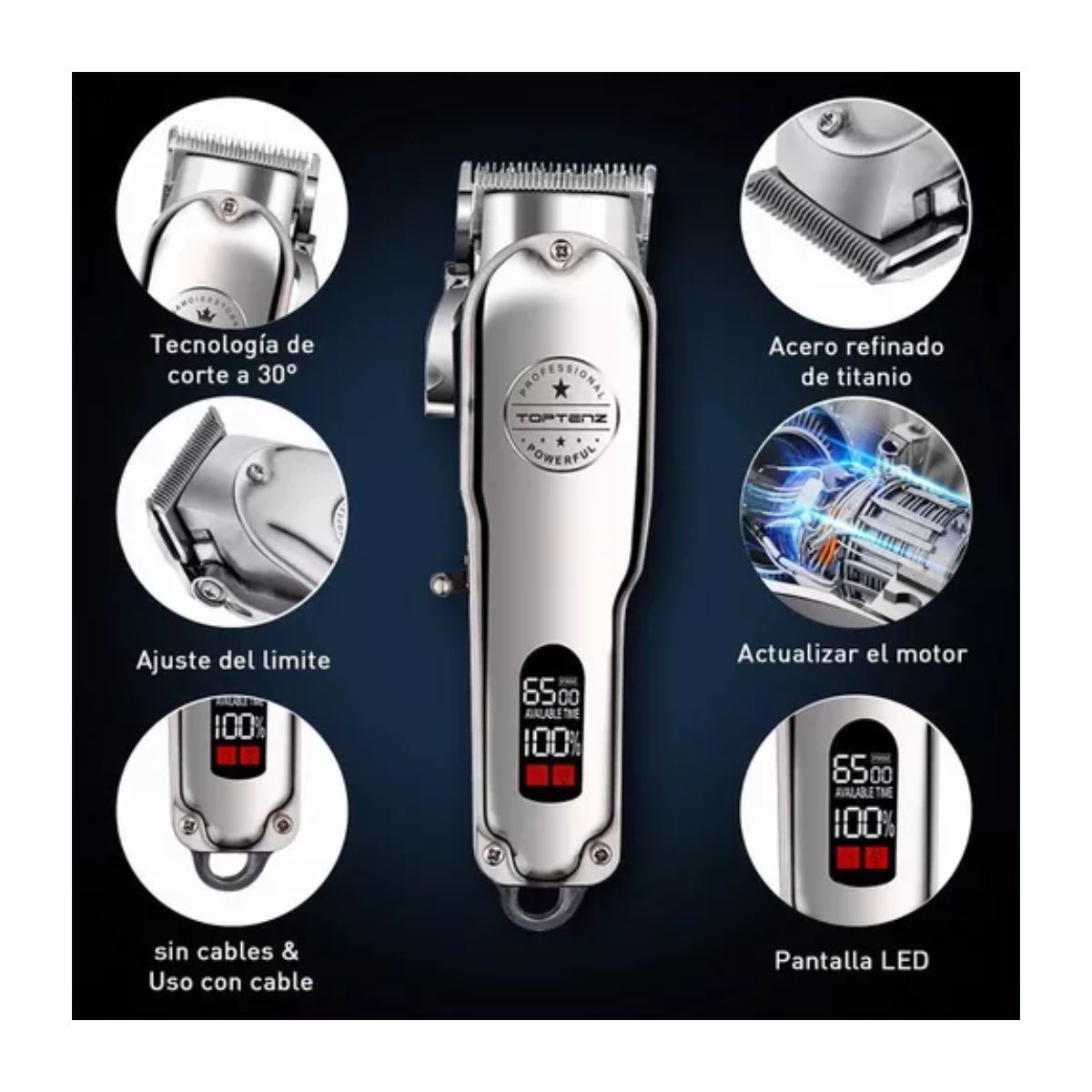 Maquina De Cortar Cabello Hombres Profesional Pantalla Led