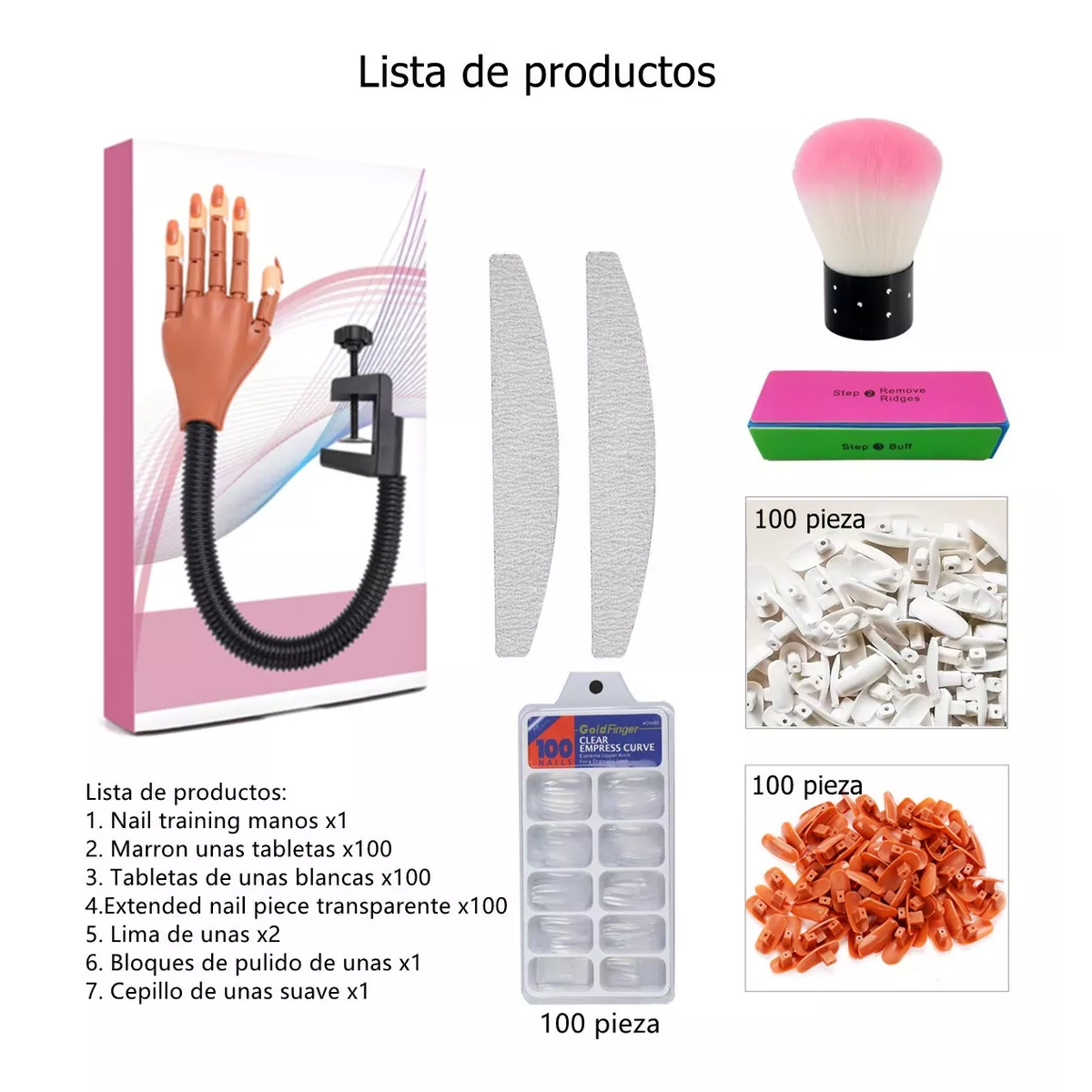 Mano Práctica Para Aplicación De Uñas Profesional 200 Tips
