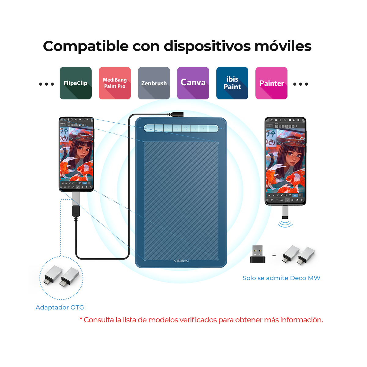 Tableta Grafica Xp-pen Deco Mw 8 X5 Color Rosa Bluetooth V5.0