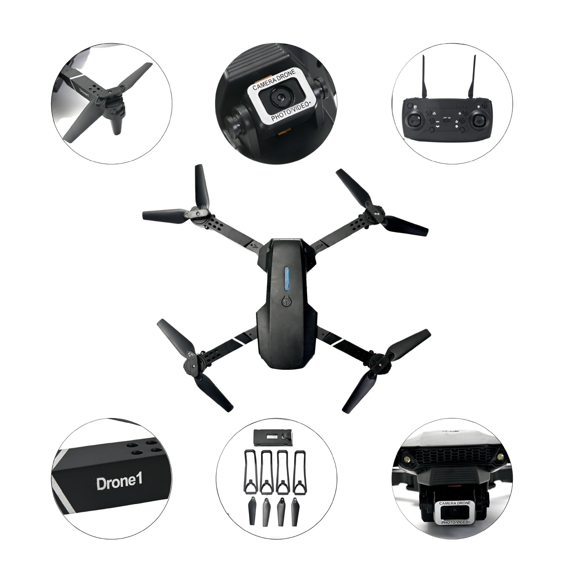 Mini Drone Con Doble Camara 4k HD E88 Rc 360 2 Baterias App
