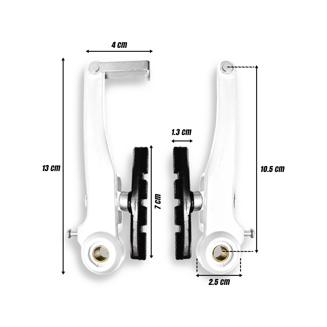 Frenos V-brake Juego Completo Bicicleta Acero Plastificado Blancos