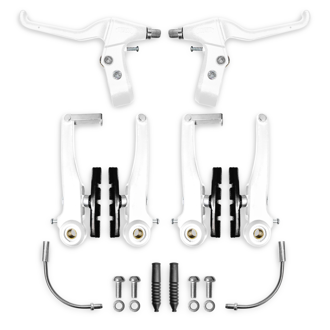 Frenos V-brake Juego Completo Bicicleta Acero Plastificado Blancos