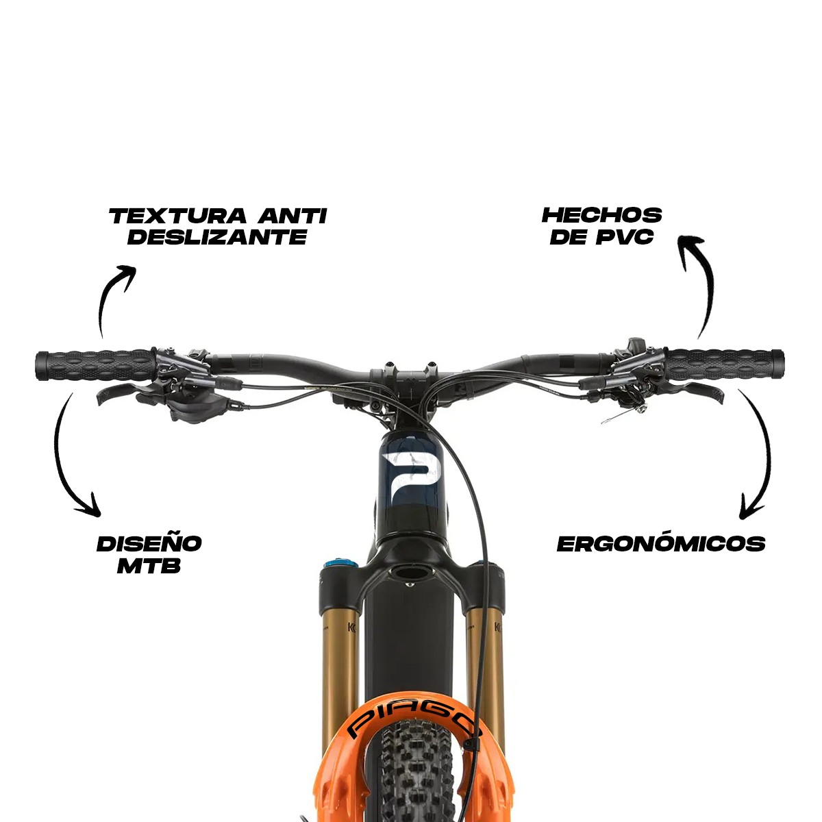 Puños De Goma Manubrio De Bicicleta Mtb Antiderrapante 125mm