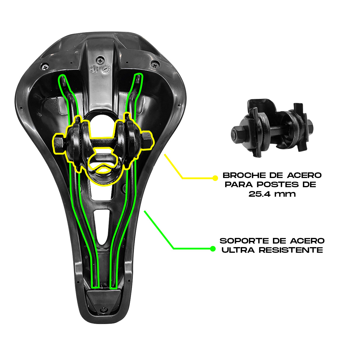Asiento Deportivo Prostático Para Bicicleta Negro Con Broche
