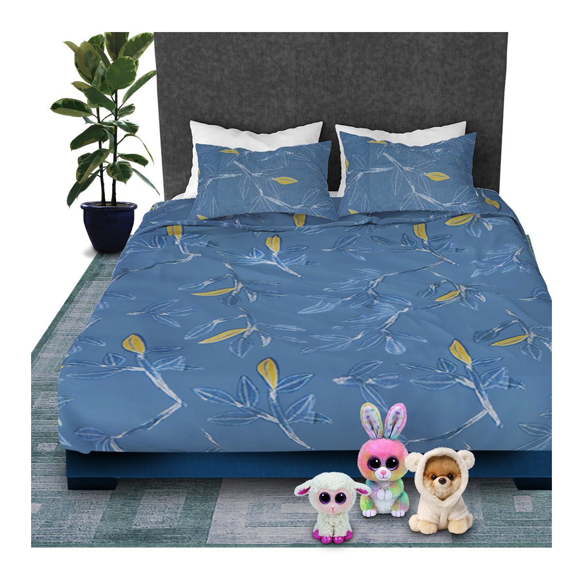  Juego De Sabanas Matrimoniales Estampadas De Microfibra De Poliester 4 Piezas Diseño Elegante Amplias Textura Suave