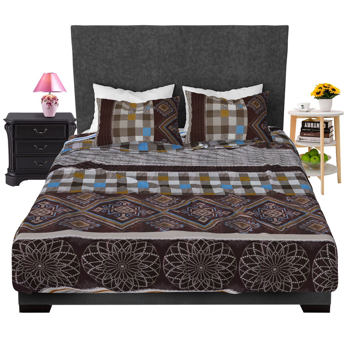  Juego De Sabanas Matrimoniales Estampadas De Microfibra De Poliester 4 Piezas Diseño Elegante Amplias Textura Suave