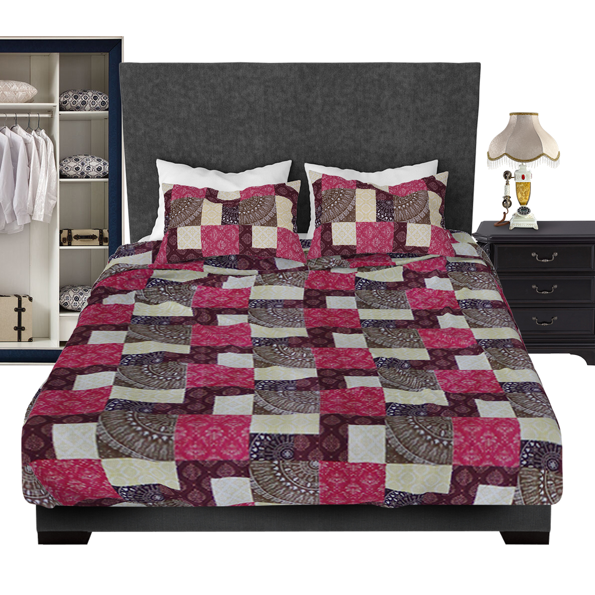  Juego De Sabanas Matrimoniales Estampadas De Microfibra De Poliester 4 Piezas Diseño Elegante Amplias Textura Suave