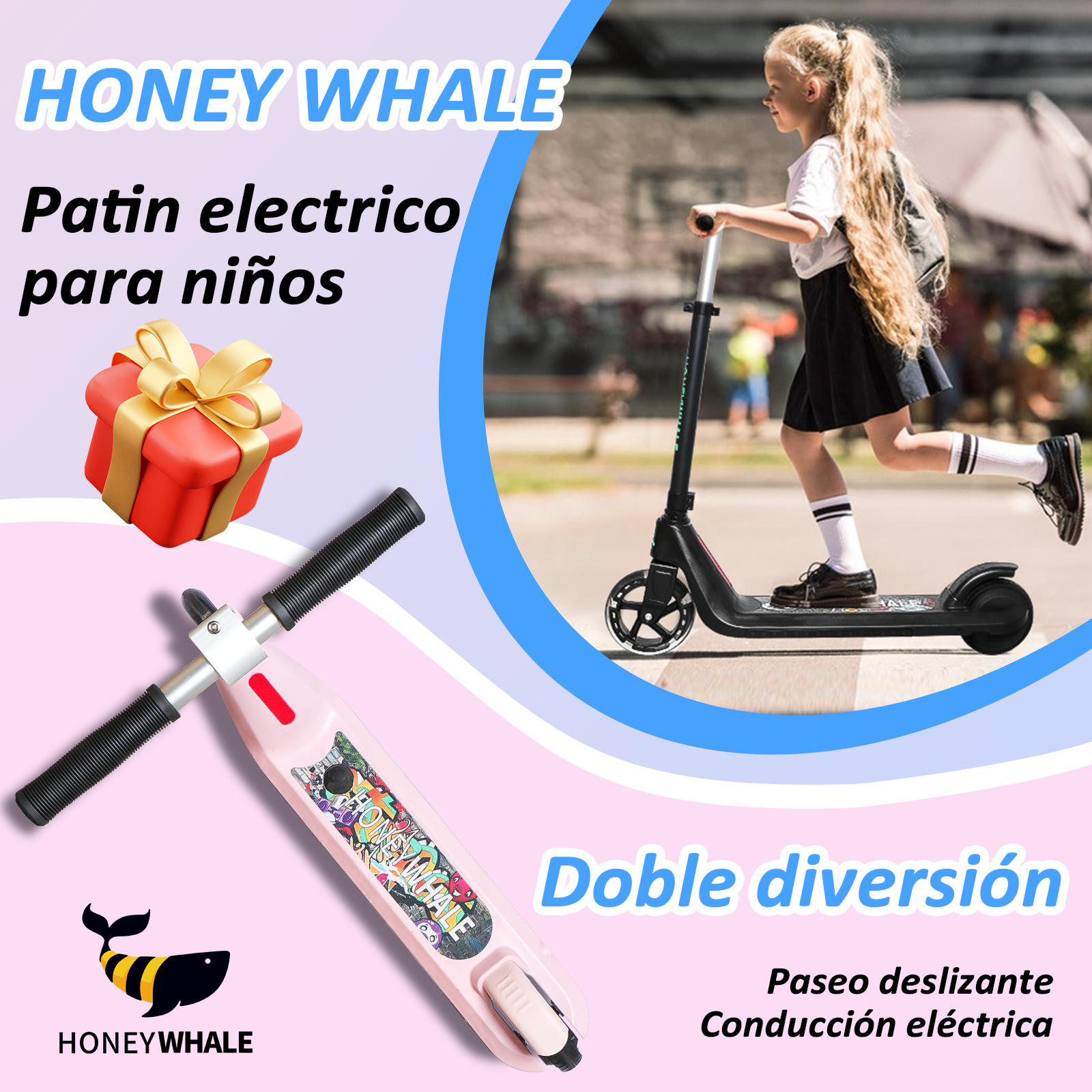 Scooter Eléctrico Honey Whale E8 Rosa
