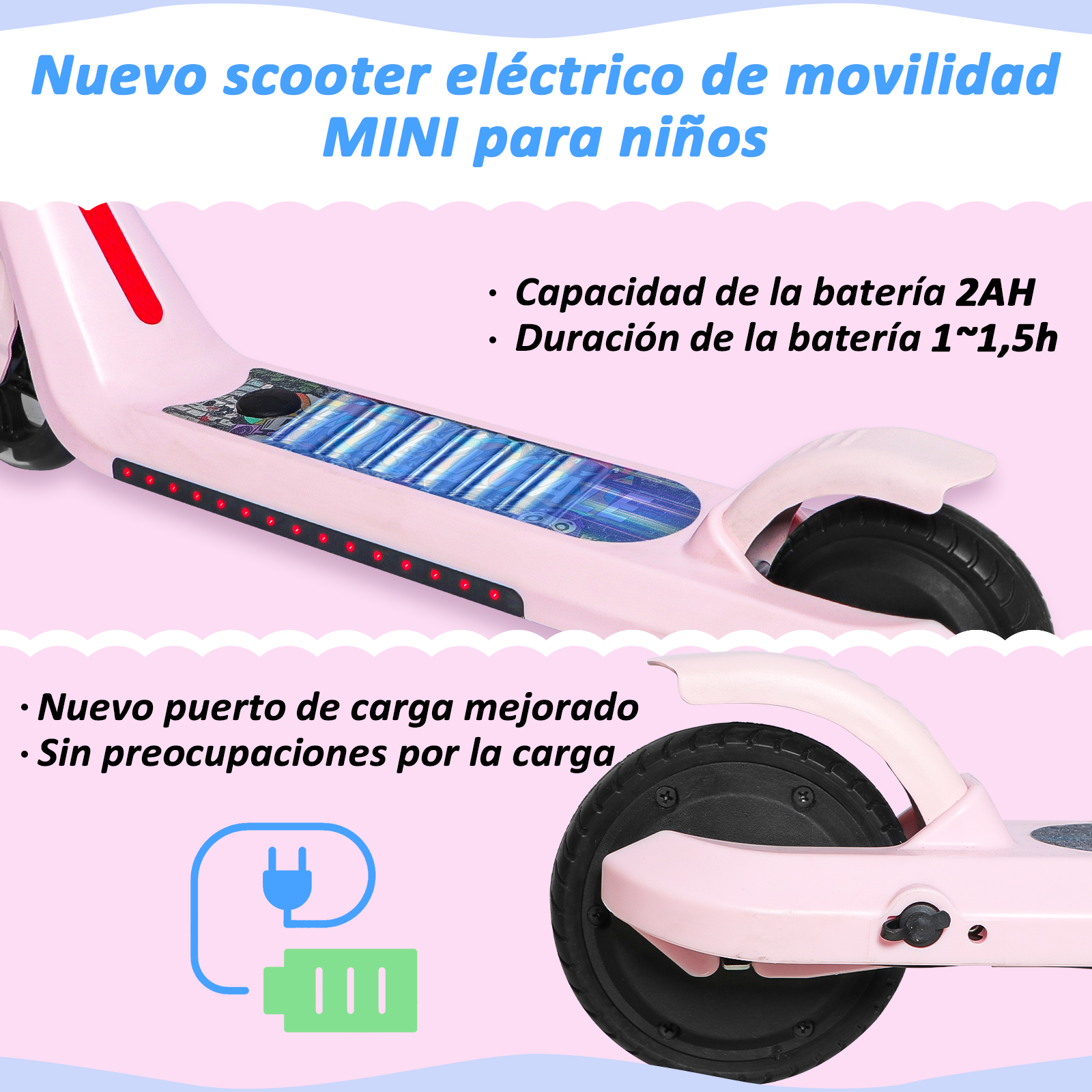 Scooter Eléctrico Honey Whale E8 Rosa