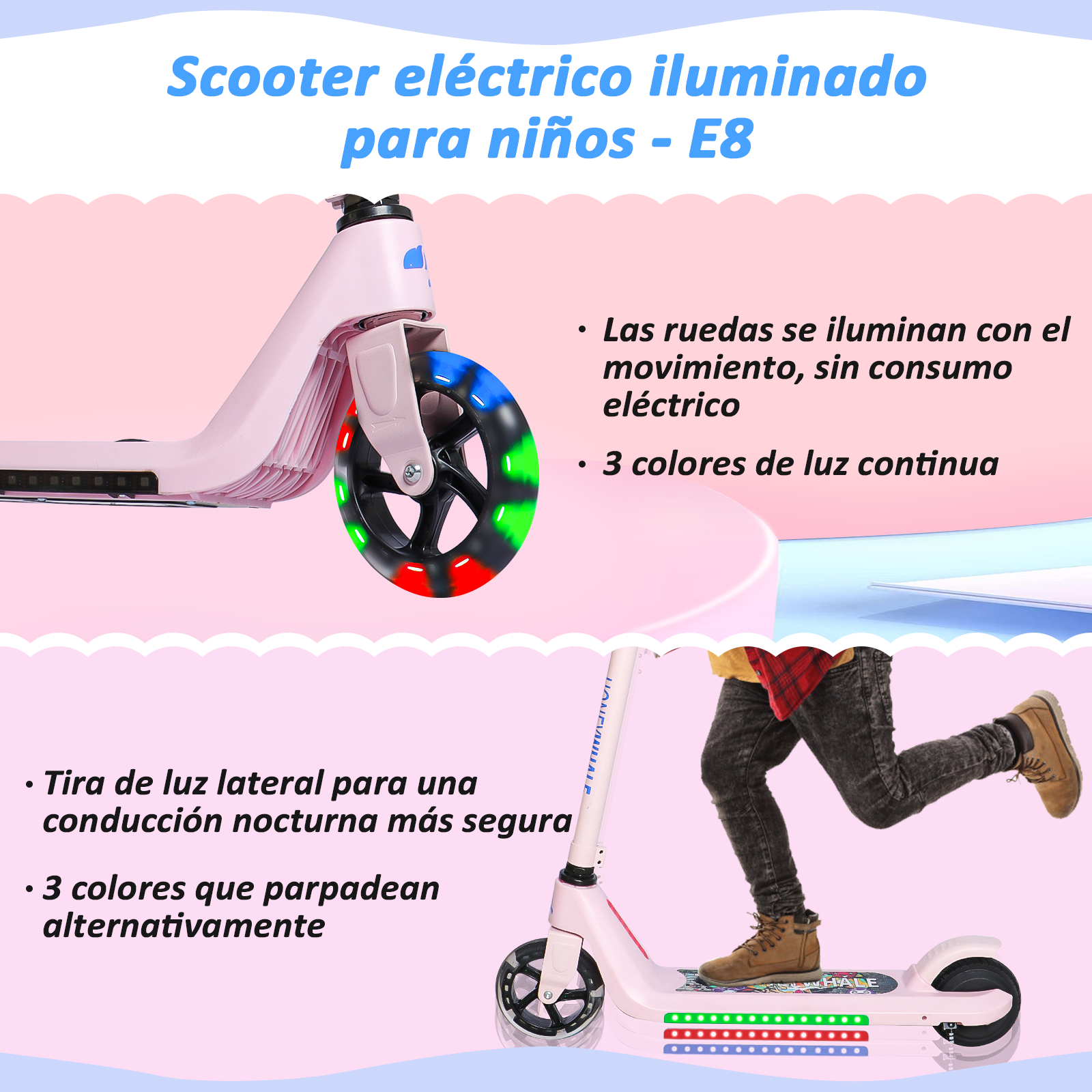 Scooter Eléctrico Honey Whale E8 Rosa