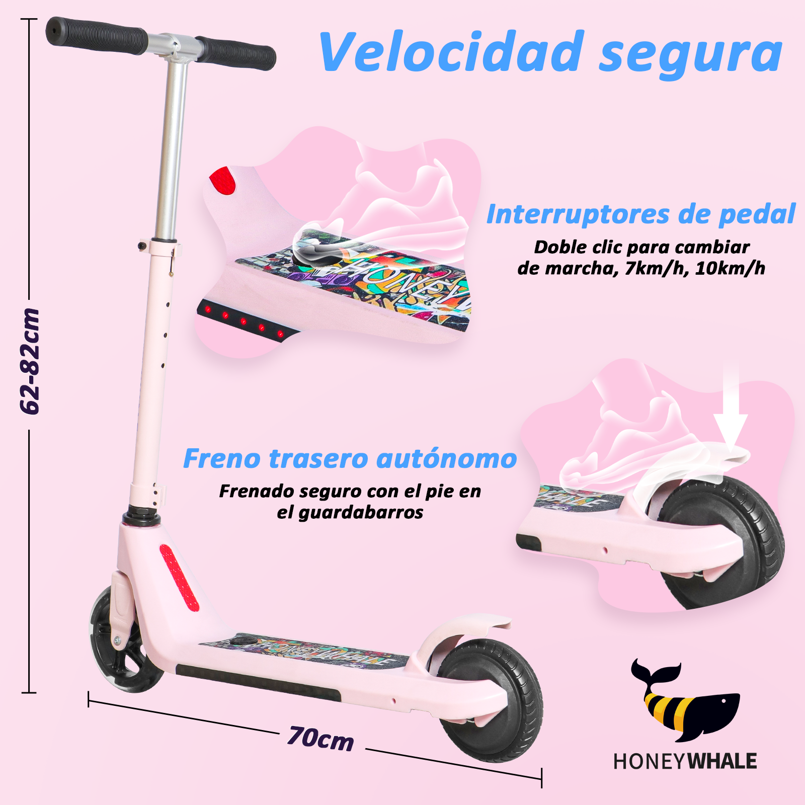 Scooter Eléctrico Honey Whale E8 Rosa
