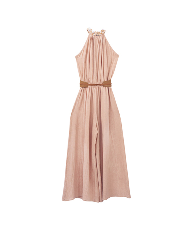 Jumpsuit Halter A ÁNGELOZANO de manta algodón color rous, AL-W40