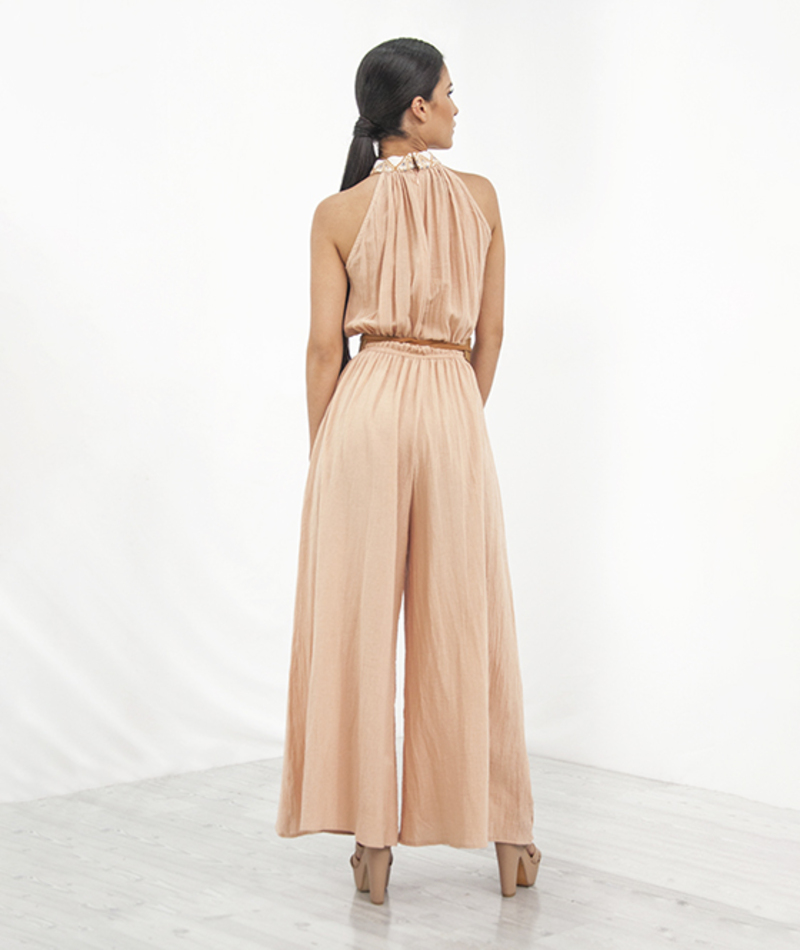 Jumpsuit Halter A ÁNGELOZANO de manta algodón color rous, AL-W40