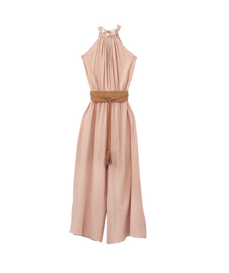 Jumpsuit Halter A ÁNGELOZANO de manta algodón color rous, AL-W40