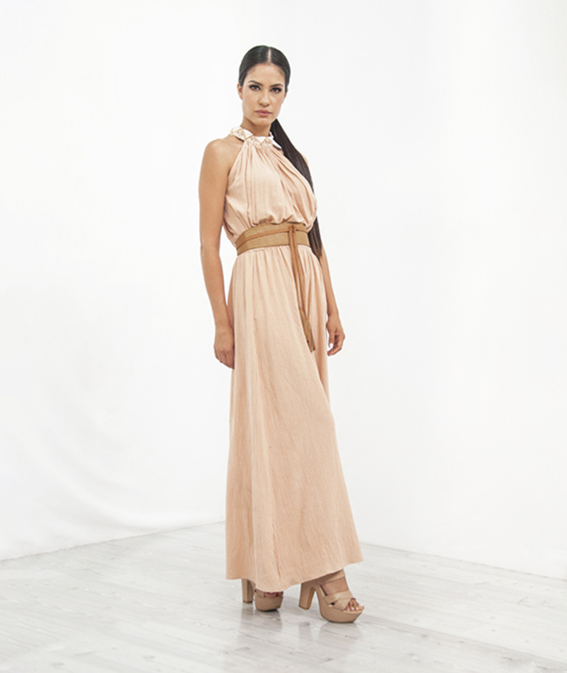 Jumpsuit Halter A ÁNGELOZANO de manta algodón color rous, AL-W40