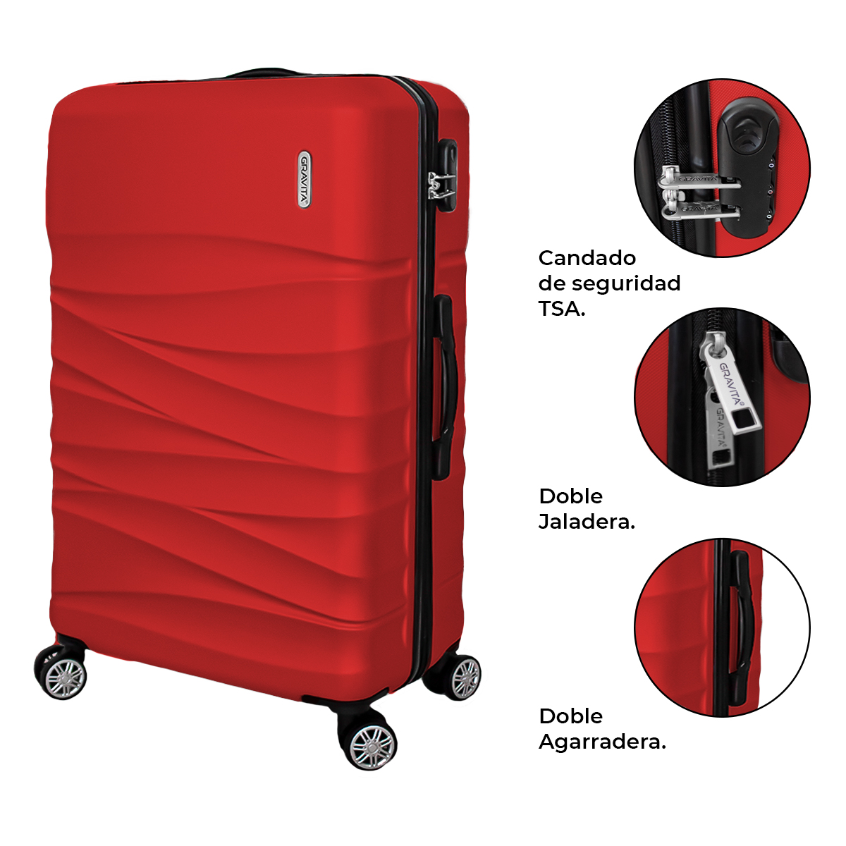 Juego De 3 Maletas Rigidas Con Ruedas 360 Marca Gravita