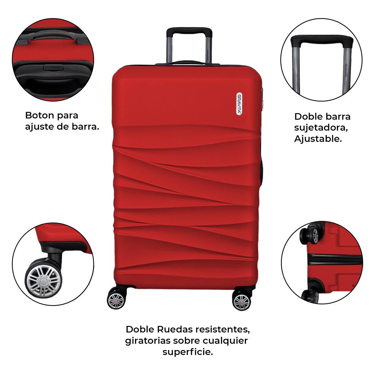 Juego De 3 Maletas Rigidas Con Ruedas 360 Marca Gravita