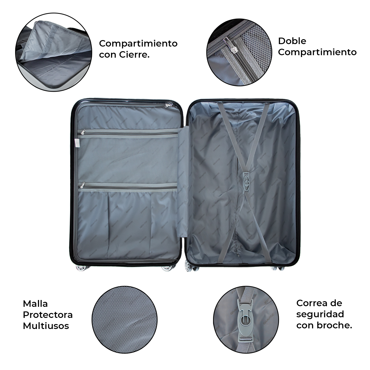 Juego De 3 Maletas Rigidas Con Ruedas 360 Marca Gravita